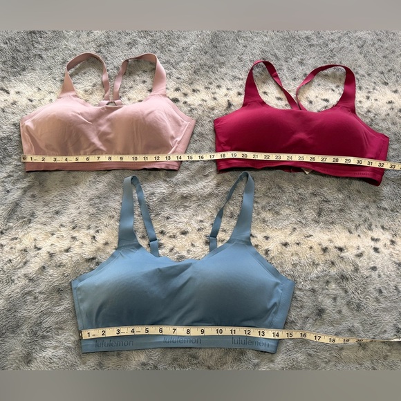lululemon athletica Other - 36D lululemon athletica Set of 3 Sports Bras Great Condition Blue Pink Maroon 😍